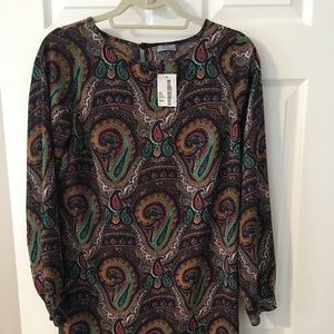 Long sleeve paisley mini dress
